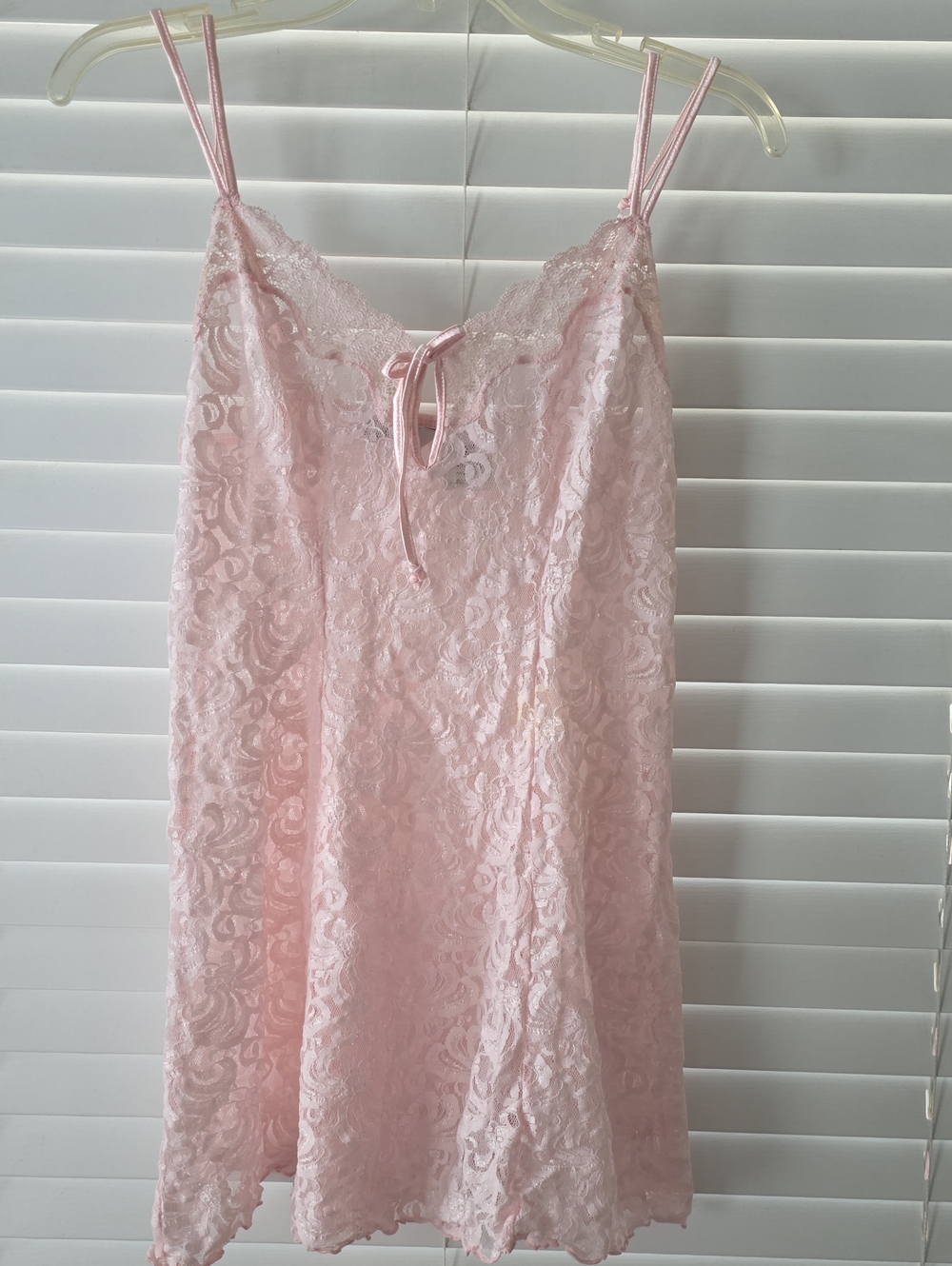 delicates Light Pink Lace Chemise with Double Spaghetti Straps